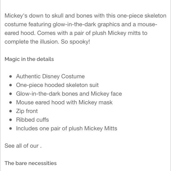 Disney Store Mickey Mouse skeleton costume NWT Size 9/10 - Picture 6 of 6